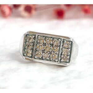 Multi Faux CZ Gemstone Silver Toned Costume Jewelry Vintage Ring - sz 10